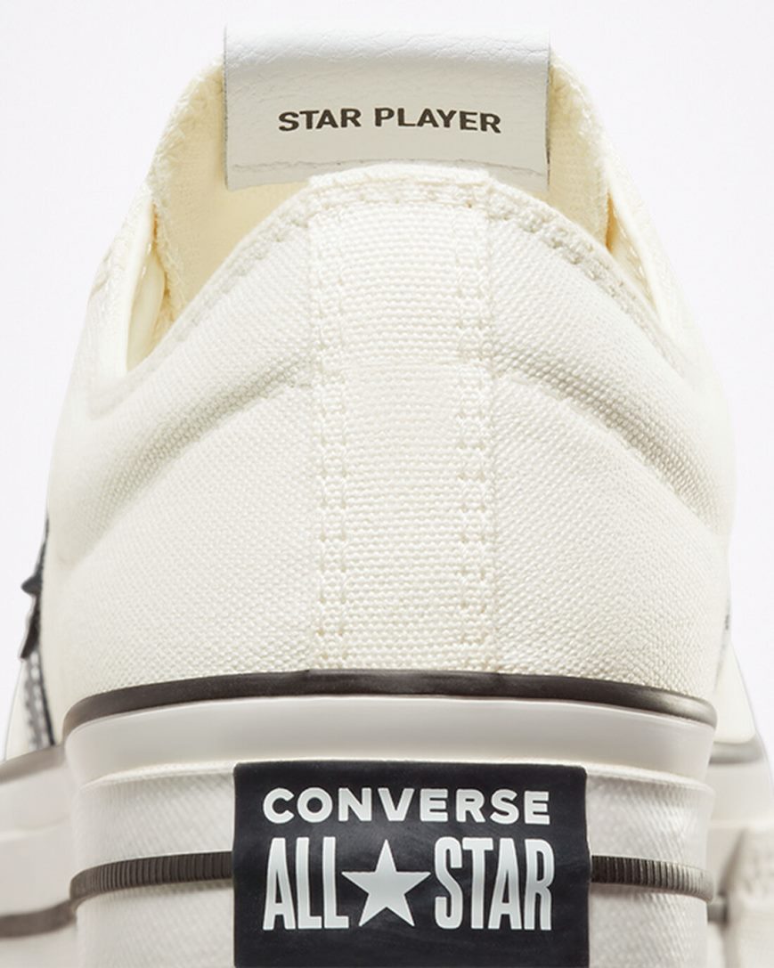 Tenis Converse Star Player 76 Cano Baixo Feminino Branco Pretas | PT W0T0173